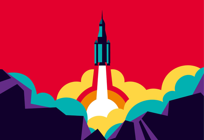 Illustration of rocket launching