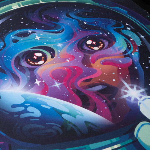 Colorful abstract artwork for the 12,026 Human Era Calendar featuring an astronaut, with swirling patterns and celestial elements.