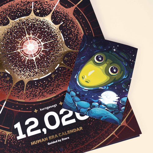 Complimentary postcard featuring Lurchie looking up at the stars. 
